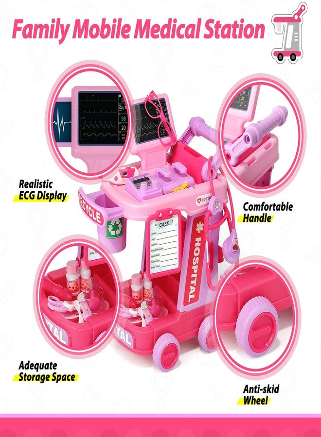 Liberry Doctor Kit for Toddlers Ages 2 3 4 5, Pretend Kids Doctor Playset with Cart, Costume and Stethoscope, Role Play Medical Toys Birthday Gift for Girls Boys (Pink) - Image 5